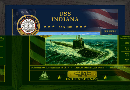 USS Indiana SSN-789 Framed Patriotic Art