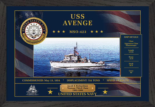 USS Avenge MSO-423 Framed Patriotic Art