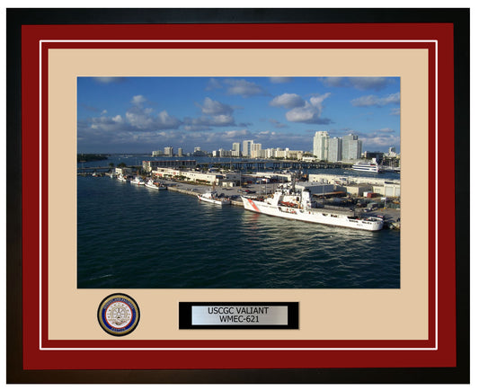USCGC VALIANT WMEC 621 Framed Coast Guard Ship Photo Burgundy 107WMEC621
