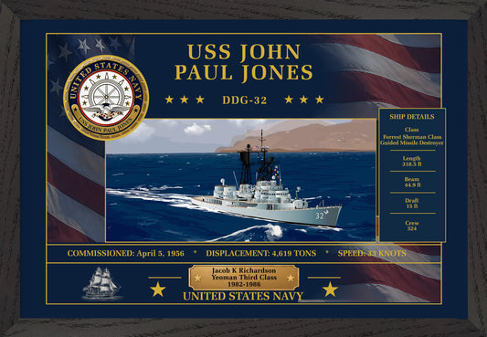 USS John Paul Jones DDG-32 Framed Patriotic Art