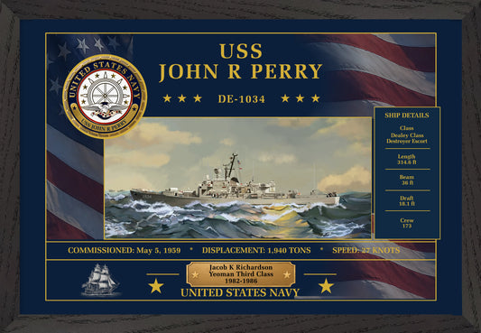 USS John R Perry DE-1034 Framed Patriotic Art