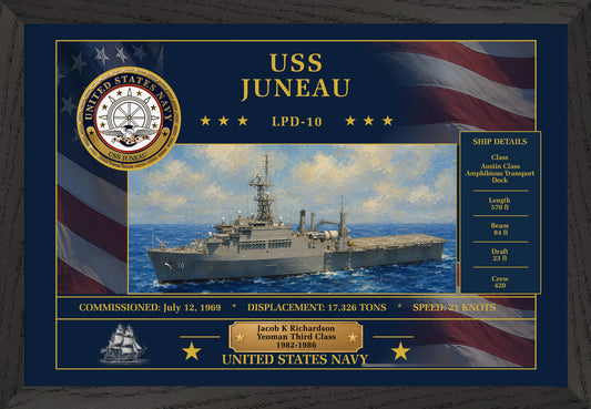 USS Juneau LPD-10 Framed Patriotic Art