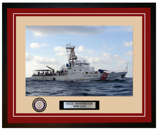 USCGC WASHINGTON WPB 1331 Framed Coast Guard Ship Photo Burgundy 113WPB1331