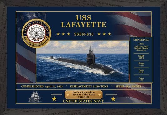 USS Lafayette SSBN-616 Framed Patriotic Art