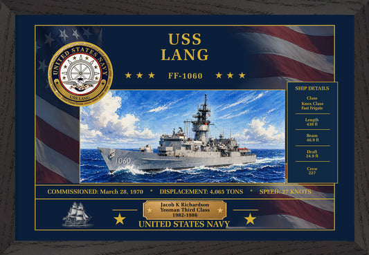 USS Lang FF-1060 Framed Patriotic Art