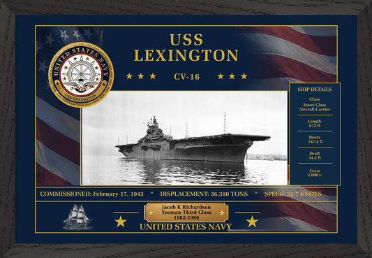 USS Lexington CV-16 Framed Patriotic Art