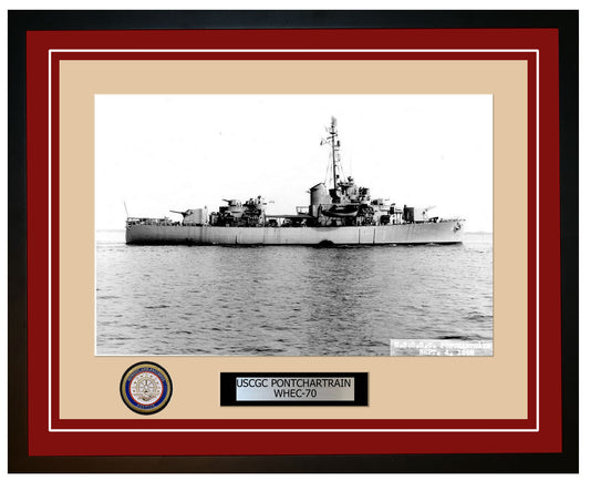 USCGC PONTCHARTRAIN WHEC 70 Framed Coast Guard Ship Photo Burgundy 126WHEC70