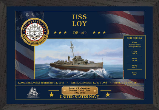 USS Loy DE-160 Framed Patriotic Art