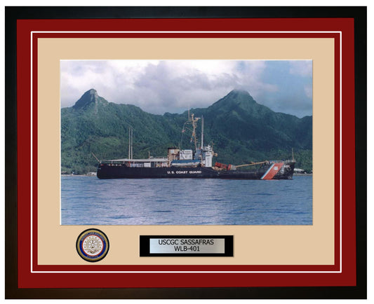USCGC SASSAFRAS WLB 401 Framed Coast Guard Ship Photo Burgundy 130WLB401