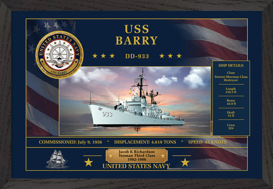 USS Barry DD-933 Framed Patriotic Art