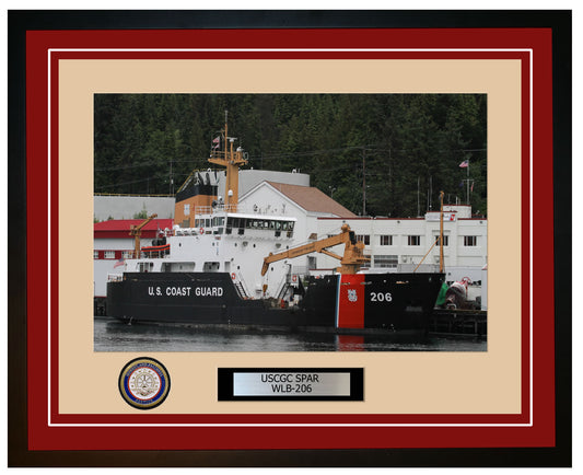 USCGC SPAR WLB 206 Framed Coast Guard Ship Photo Burgundy 138WLB206