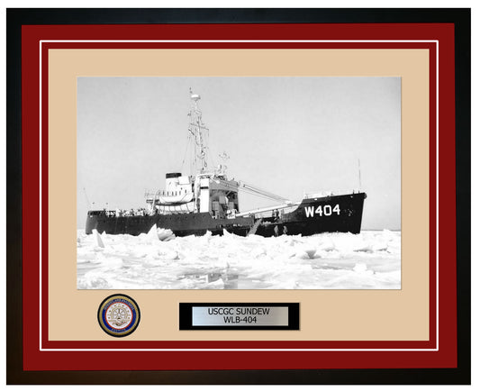 USCGC SUNDEW WLB 404 Framed Coast Guard Ship Photo Burgundy 142WLB404