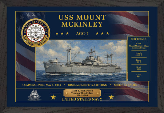 USS Mount Mckinley AGC-7 Framed Patriotic Art