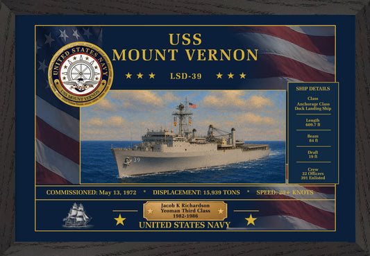 USS Mount Vernon LSD-39 Framed Patriotic Art