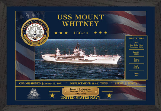 USS Mount Whitney LCC-20 Framed Patriotic Art