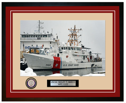 USCGC BAILEY T. BARCO WPC 1122 Framed Coast Guard Ship Photo Burgundy 14WPC1122