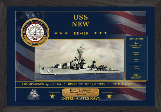 USS New DD-818 Framed Patriotic Art