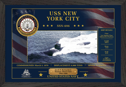 USS New York City SSN-696 Framed Patriotic Art
