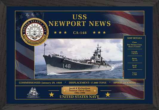 USS Newport News CA-148 Framed Patriotic Art
