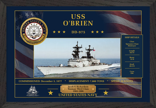 USS O Brien DD-975 Framed Patriotic Art
