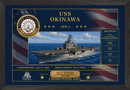 USS Okinawa LPH-3 Framed Patriotic Art