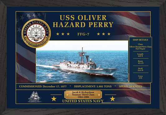 USS Oliver Hazard Perry FFG-7 Framed Patriotic Art