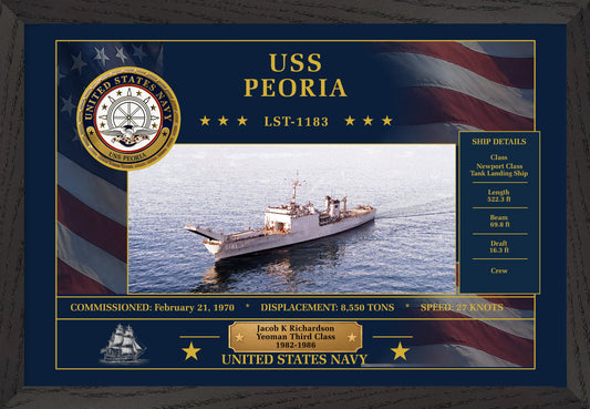USS Peoria LST-1183 Framed Patriotic Art