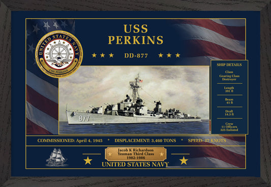 USS Perkins DD-877 Framed Patriotic Art