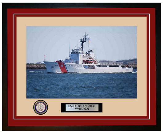 USCGC DEPENDABLE WMEC 626 Framed Coast Guard Ship Photo Burgundy 164WMEC626