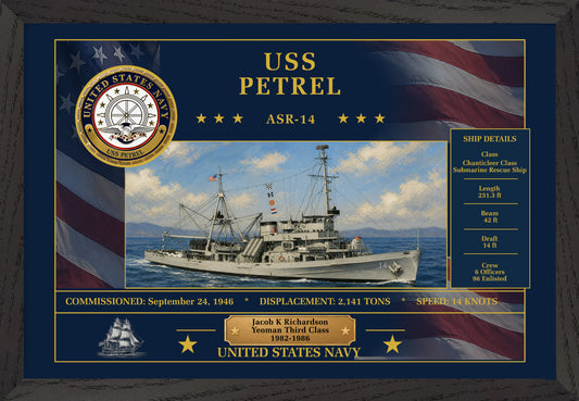 USS Petrel ASR-14 Framed Patriotic Art