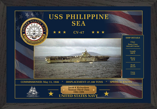 USS Philippine Sea CV-47 Framed Patriotic Art