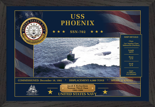 USS Phoenix SSN-702 Framed Patriotic Art