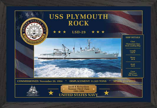 USS Plymouth Rock LSD-29 Framed Patriotic Art