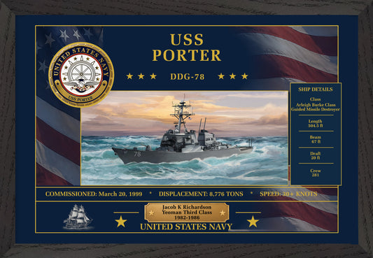 USS Porter DDG-78 Framed Patriotic Art