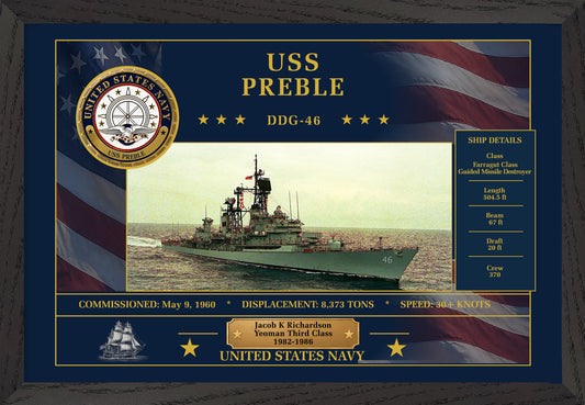 USS Preble DDG-46 Framed Patriotic Art