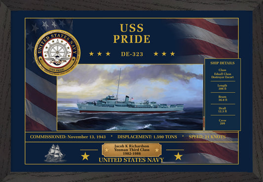 USS Pride DE-323 Framed Patriotic Art