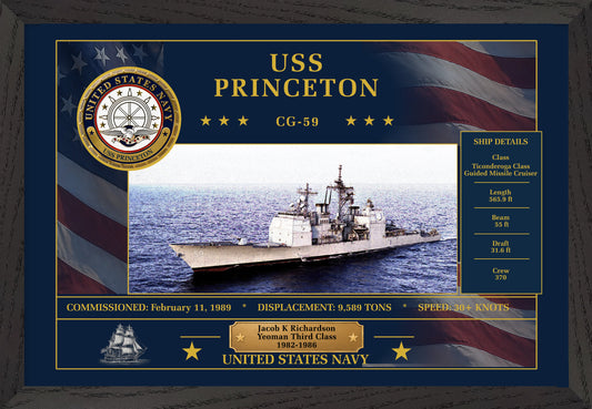USS Princeton CG-59 Framed Patriotic Art
