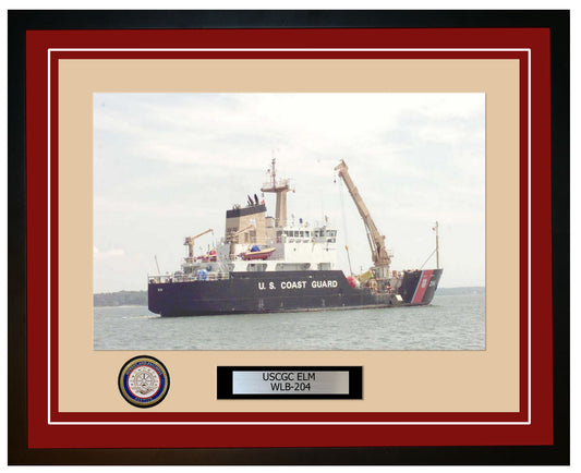 USCGC ELM WLB 204 Framed Coast Guard Ship Photo Burgundy 173WLB204