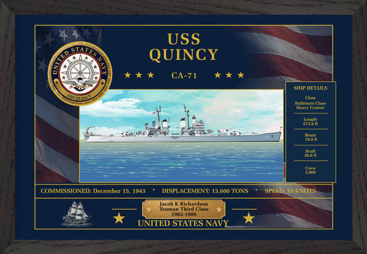 USS Quincy CA-71 Framed Patriotic Art
