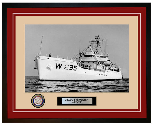 USCGC EVERGREEN WLB 295 Framed Coast Guard Ship Photo Burgundy 175WLB295