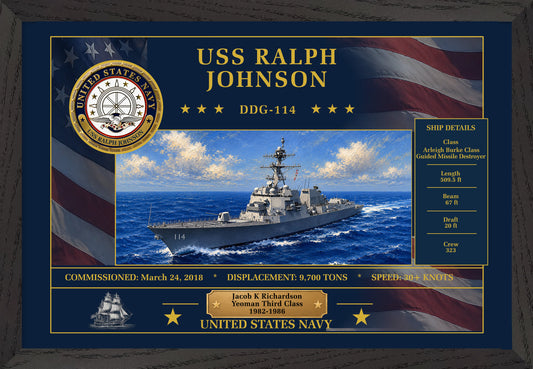 USS Ralph Johnson DDG-114 Framed Patriotic Art