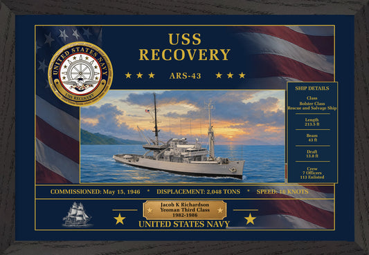 USS Recovery ARS-43 Framed Patriotic Art