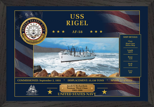 USS Rigel AF-58 Framed Patriotic Art