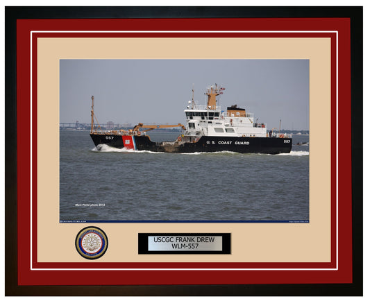 USCGC FRANK DREW WLM 557 Framed Coast Guard Ship Photo Burgundy 182WLM557