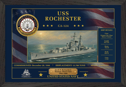 USS Rochester CA-124 Framed Patriotic Art