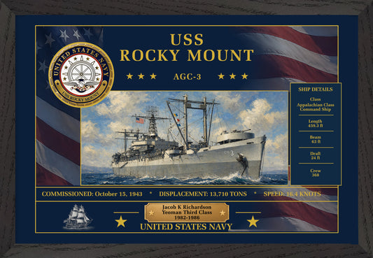 USS Rocky Mount AGC-3 Framed Patriotic Art