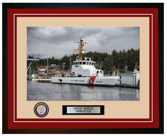 USCGC ADELIE WPB 87333 Framed Coast Guard Ship Photo Burgundy 187WPB87333