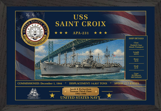 USS Saint Croix APA-231 Framed Patriotic Art