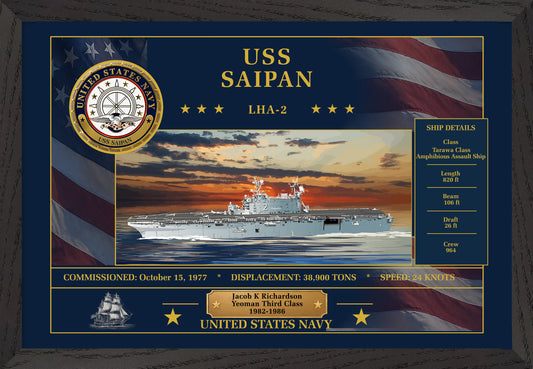 USS Saipan LHA-2 Framed Patriotic Art