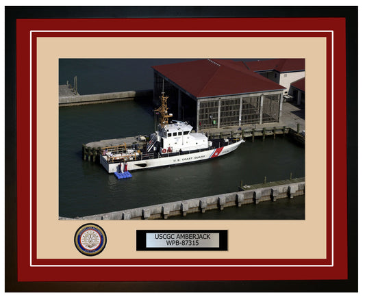 USCGC AMBERJACK WPB 87315 Framed Coast Guard Ship Photo Burgundy 189WPB87315